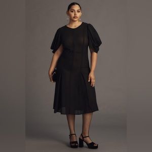 Anthropologie Modern Sheer Midi Dress Sz 16